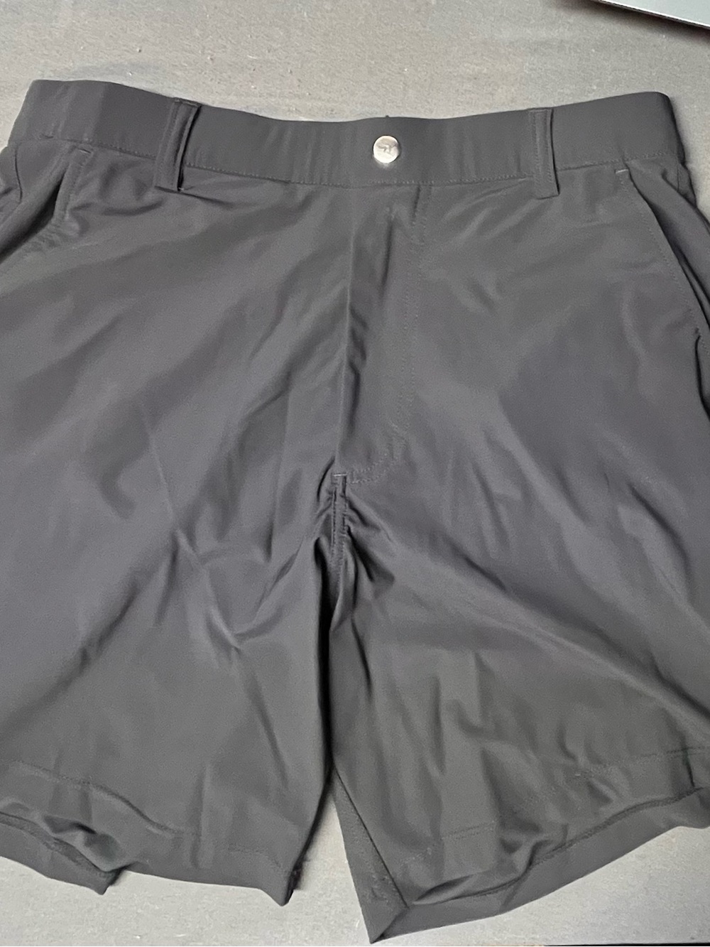 RHONE Black Athletic Shorts with Button Waist